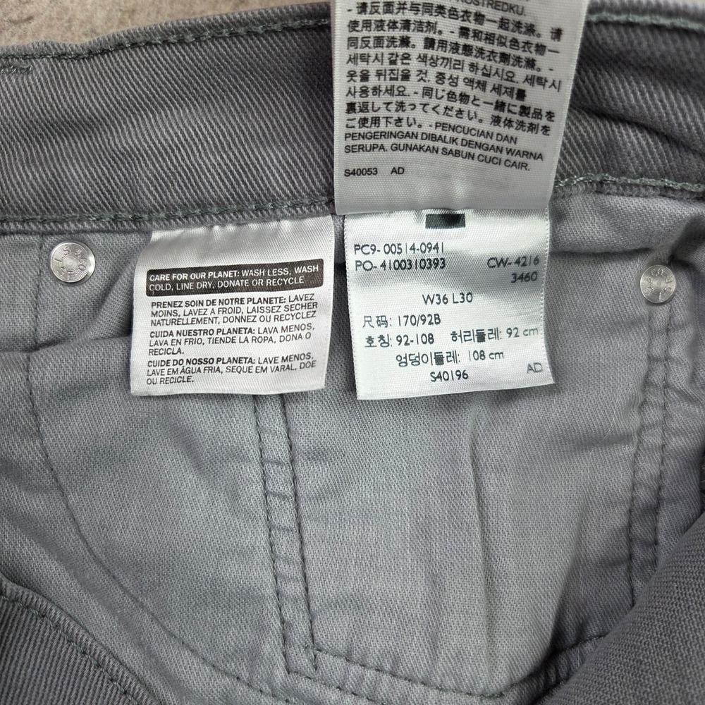 Levi's 514 Jeans Mens 36x30 Straight Fit Grey Stretch Denim Fits (36x28) - Picture 10 of 15